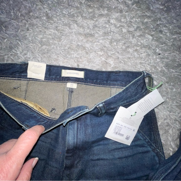 AMERICAN EAGLE AE77 Premium Stovepipe Carpenter Jeans Dark Wash High Waist 00Shr - Picture 4 of 12